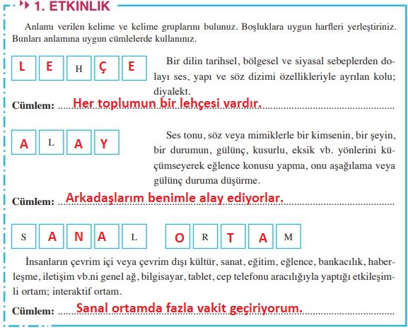 8. Sınıf Türkçe Ders Kitabı Sayfa 33 Cevapları Hecce Yayınları