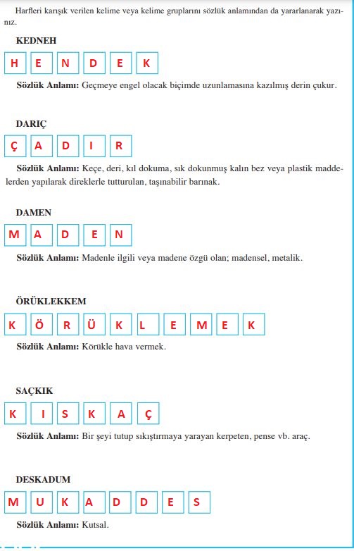 8. Sınıf Türkçe Ders Kitabı Sayfa 108 Cevapları Hecce Yayınları