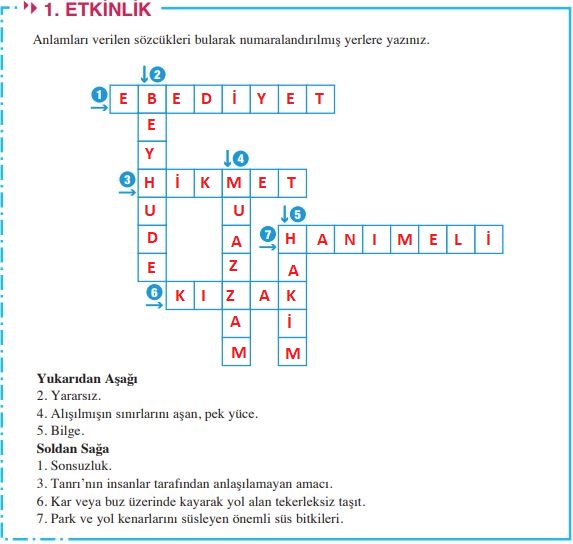 8. Sınıf Türkçe Ders Kitabı Sayfa 70 Cevapları Hecce Yayınları