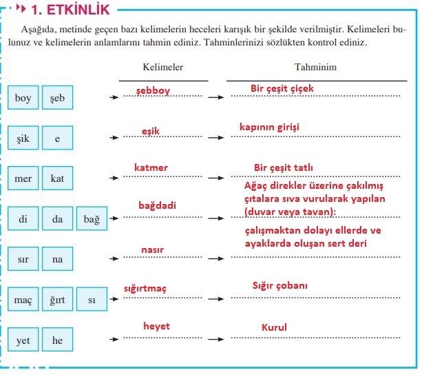 8. sınıf türkçe sayfa 166 cevapları hecce yayınları