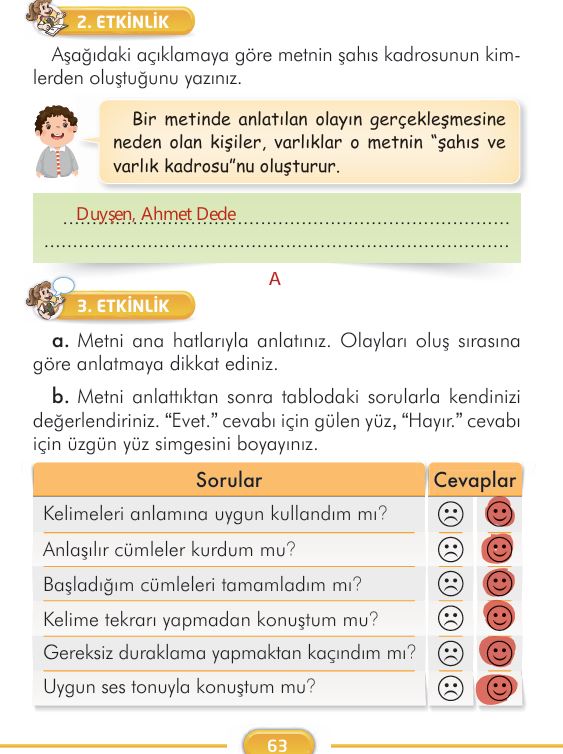 2. Sınıf Türkçe Ders Kitabı 63. Sayfa Cevapları İlke Yayınları