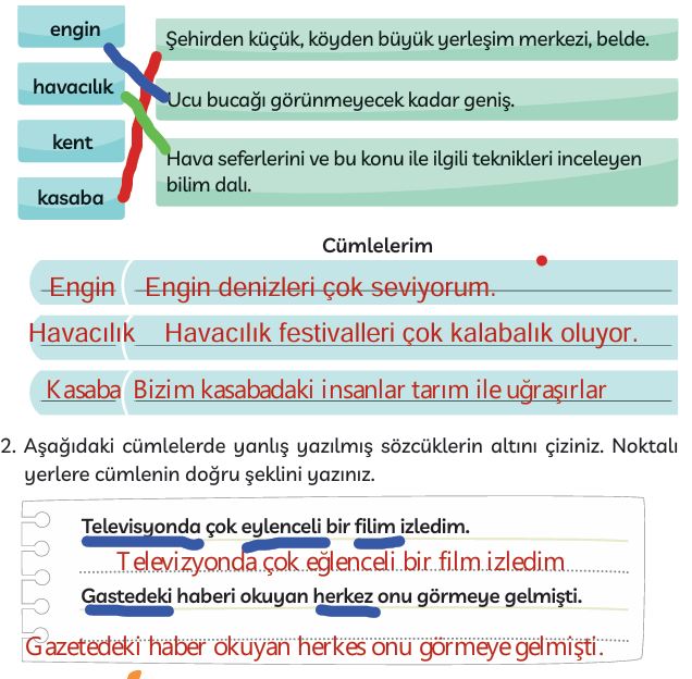 3. Sınıf Türkçe Ders Kitabı 59. Sayfa Cevapları MEB Yayınları