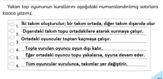 3. Sınıf Türkçe Ders Kitabı 31. Sayfa MEB Yayınları