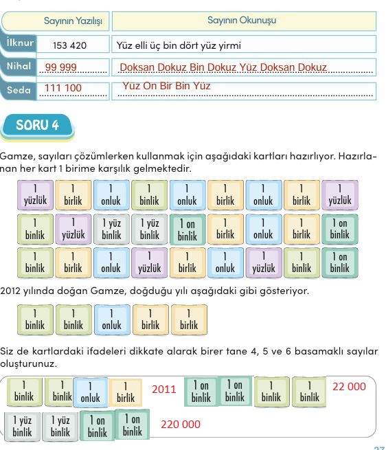 4. Sınıf MEB Matematik Ders Kitabı Cevapları Sayfa 27