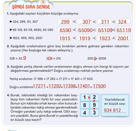 4. Sınıf MEB Matematik Ders Kitabı Cevapları Sayfa 34