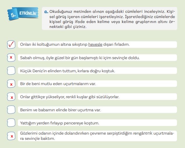 5. Sınıf Türkçe Ders Kitabı 58. Sayfa Cevapları MEB Yayınları 