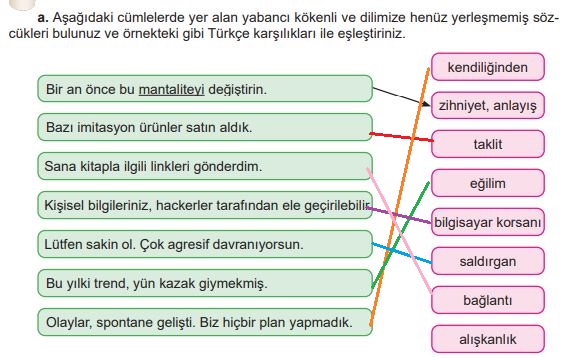 6. Sınıf Türkçe Ders Kitabı 38. Sayfa Cevapları MEB Yayınları