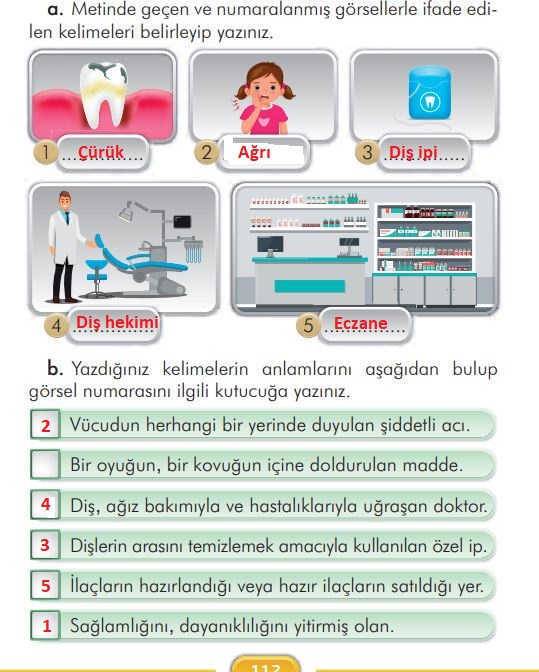 2. Sınıf Türkçe Ders Kitabı 112. Sayfa Cevapları İlke Yayınları