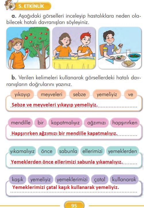 2. Sınıf Türkçe Ders Kitabı 95. Sayfa Cevapları İlke Yayınları