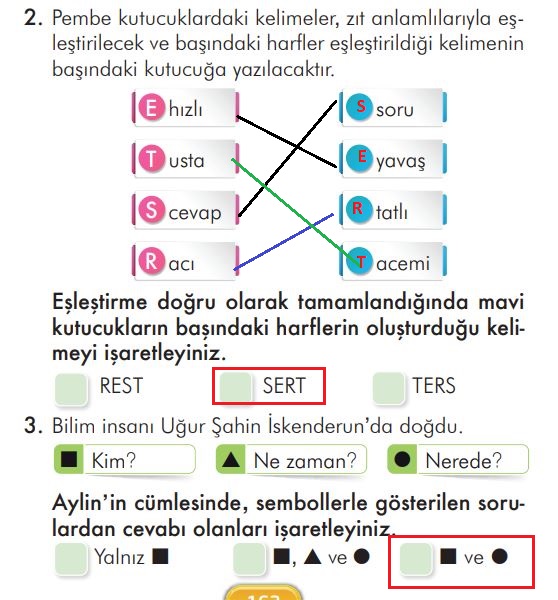 2. sınıf türkçe ders kitabı cevapları sayfa 162 ilke yayınları