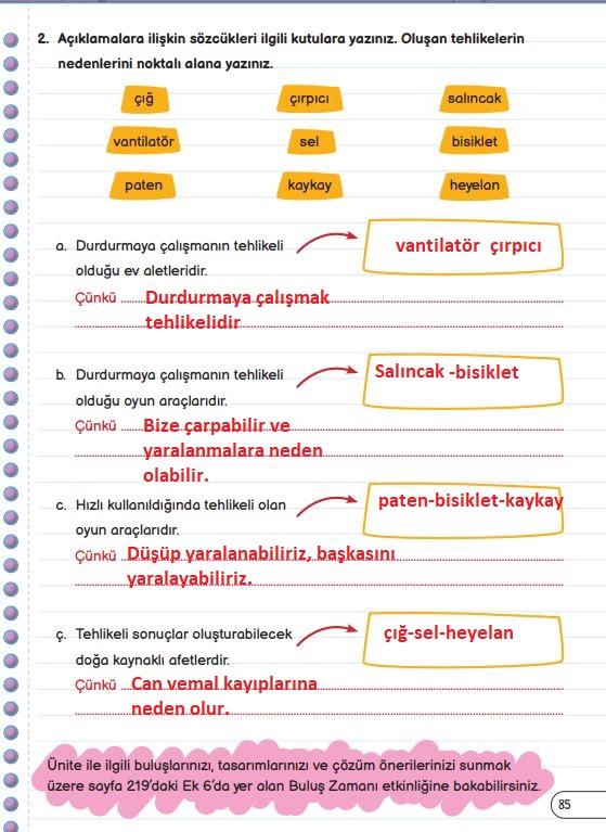 3. sınıf fen bilimleri 85. sayfa cevapları meb yayınları