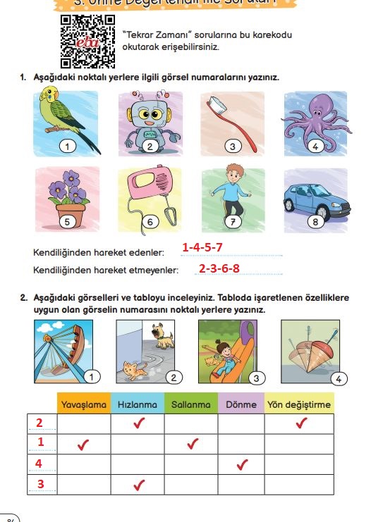 3. sınıf fen bilimleri 86. sayfa cevapları meb yayınları