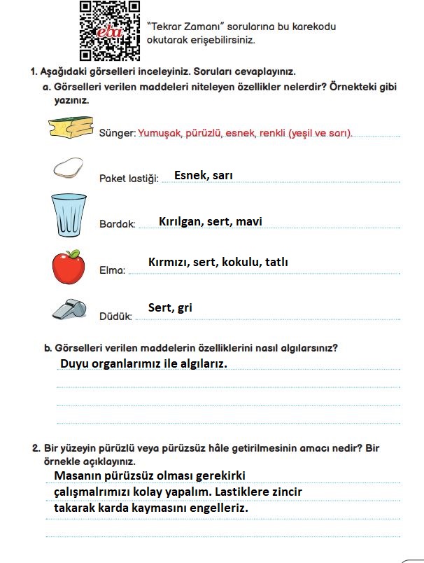 3. sınıf fen bilimleri ders kitabı cevapları sayfa 111 meb yayınları