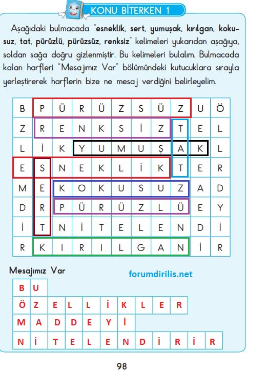 3. sınıf fen bilimleri ders kitabı cevapları sayfa 98 sdr dikey yayınları