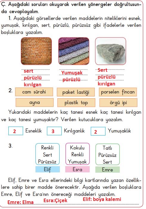 3. sınıf fen bilimleri sayfa 104 cevapları SDR Dikey yayınları