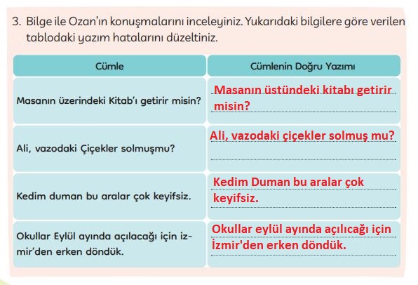 3. sınıf türkçe ders kitabı sayfa 104 cevapları meb yayınları