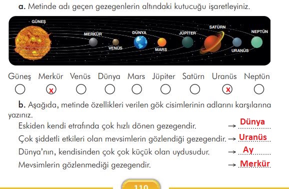 3. sınıf türkçe ders kitabı sayfa 110 etkinlik 2 cevapları ilke yayınları