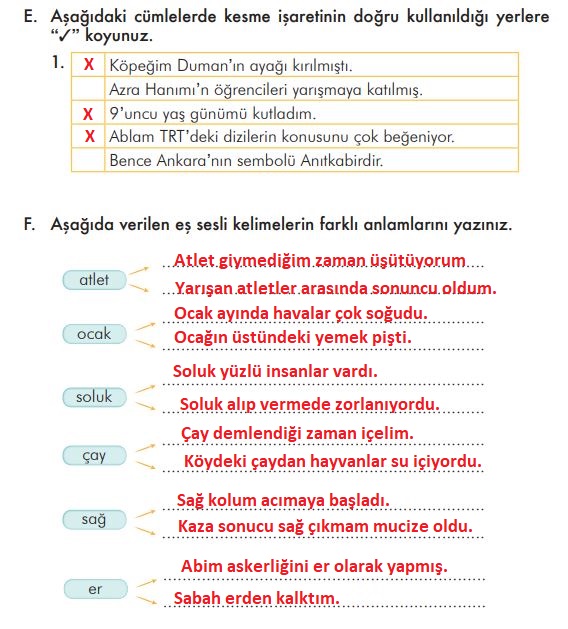 3. sınıf türkçe ders kitabı sayfa 126 cevapları ilke yayınları