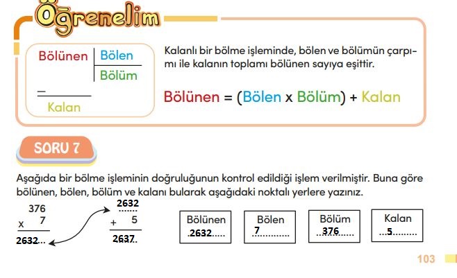 4. sınıf matematik ders kitabı cevapları sayfa 103 meb yayınları