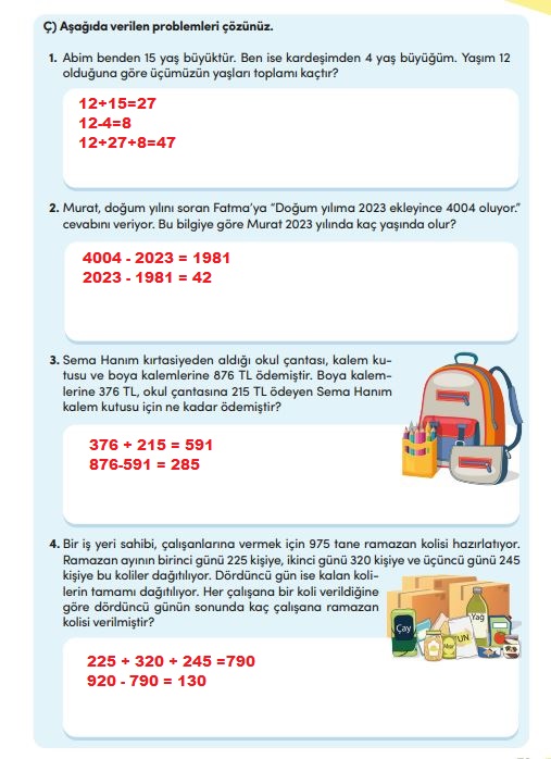 4. sınıf matematik ders kitabı sayfa 73 cevapları meb yayınları