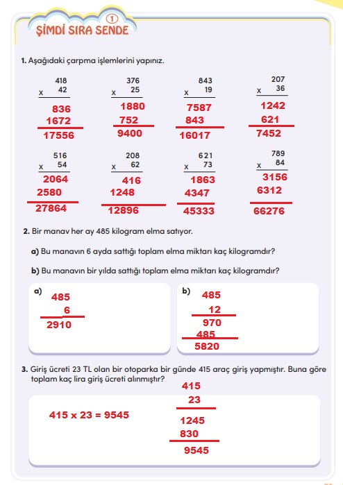 4. sınıf matematik ders kitabı sayfa 79 cevapları meb yayınları