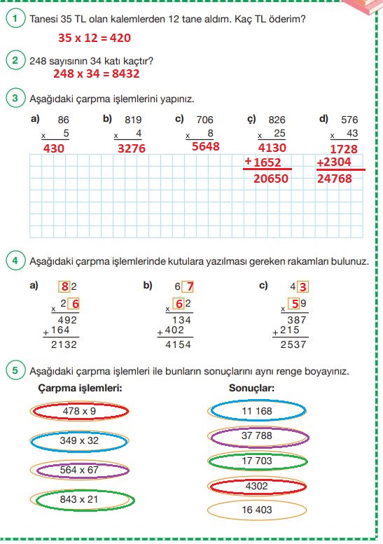 4. sınıf matematik ders kitabı sayfa 88 cevapları pasifik yayınları