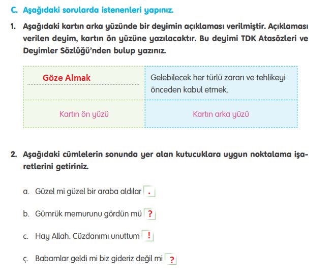 4. sınıf türkçe ders kitabı sayfa 111 cevapları tuna yayınları