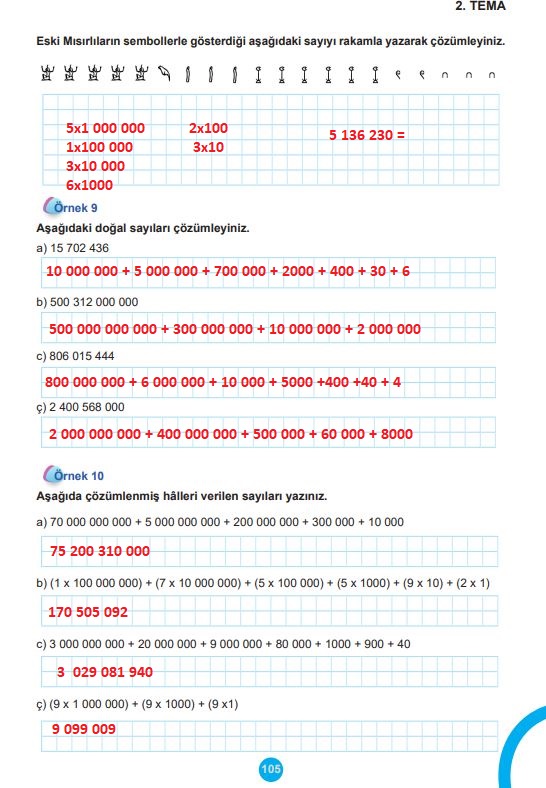 5. sınıf matematik ders kitabı cevapları sayfa 105 meb yayınları 1. kitap