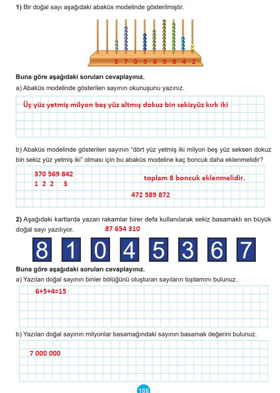 5. sınıf matematik ders kitabı cevapları sayfa 108 meb yayınları