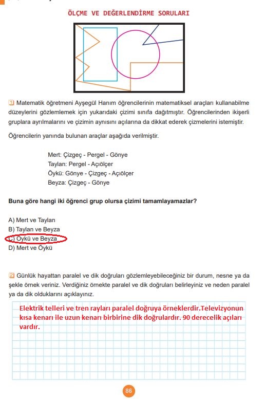 5. sınıf matematik ders kitabı sayfa 86 cevapları meb yayınları