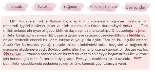 geçiş ve bağlantı cümleleri