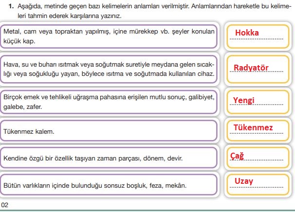 7. sınıf türkçe ders kitabı cevapları sayfa 102 özgün yayınları