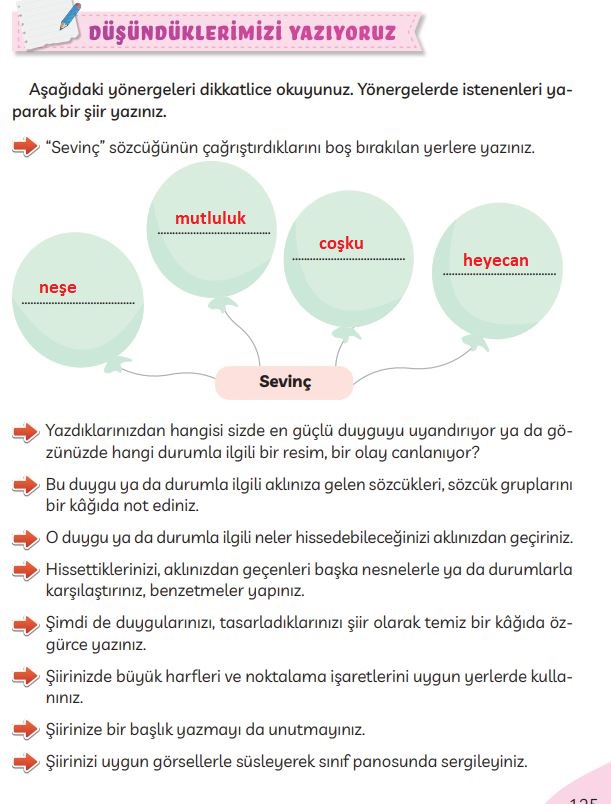 3. sınıf türkçe ders kitabı cevapları sayfa 125 meb yayınları