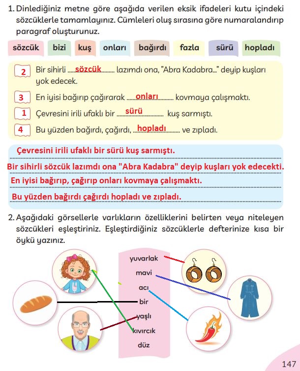 3. sınıf türkçe ders kitabı cevapları sayfa 147 meb yayınları