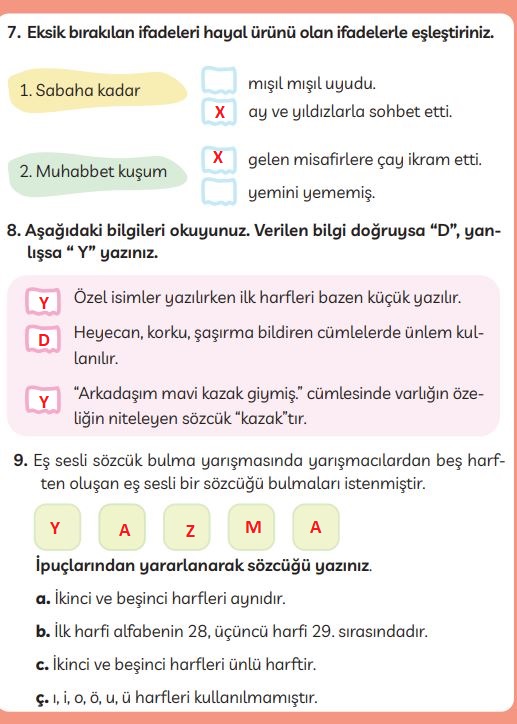 3. sınıf türkçe ders kitabı cevapları sayfa 153 meb yayınları