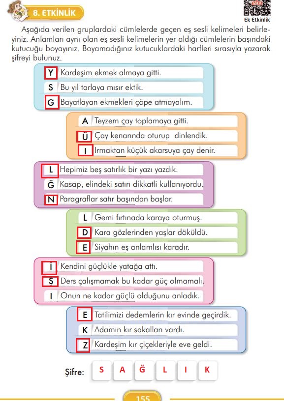 3. sınıf türkçe ders kitabı sayfa 155 ilke yayınları