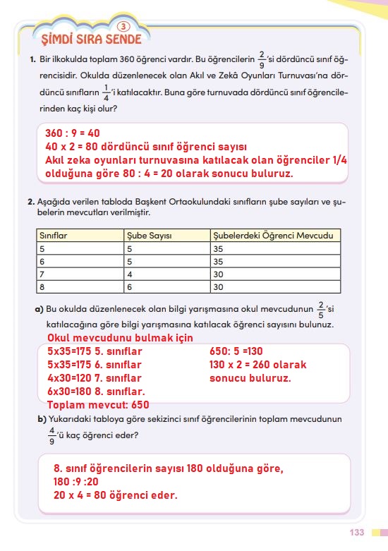 4. sınıf matematik ders kitabı meb yayınları sayfa 133 cevapları