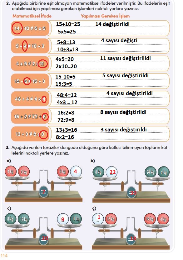 4. sınıf matemetik ders kitabı sayfa 114 cevapları meb yayınları