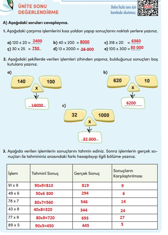 4. sınıf matemetik ders kitabı sayfa 115 cevapları meb yayınları