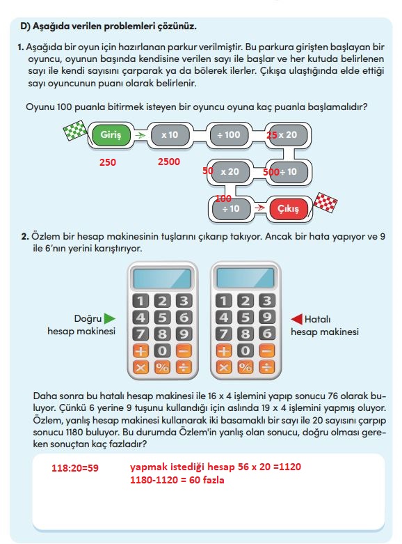 4. sınıf matemetik ders kitabı sayfa 118 cevapları meb yayınları