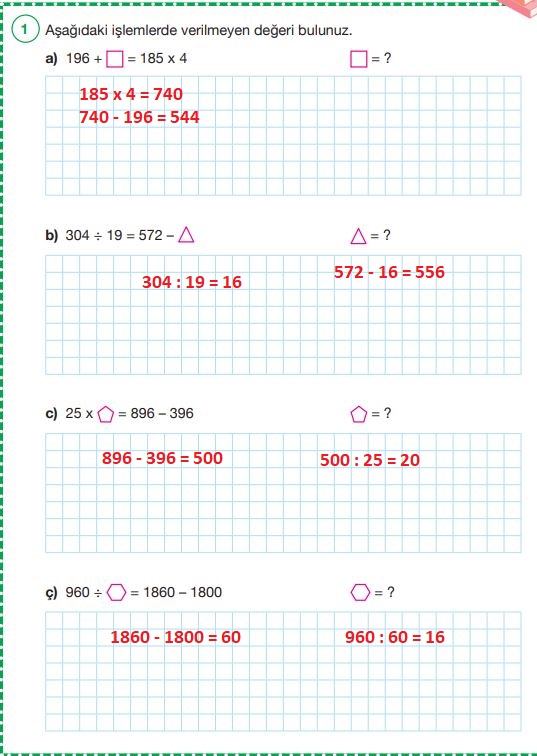 4. sınıf pasifik yayınları matematik ders kitabı sayfa 132 cevapları