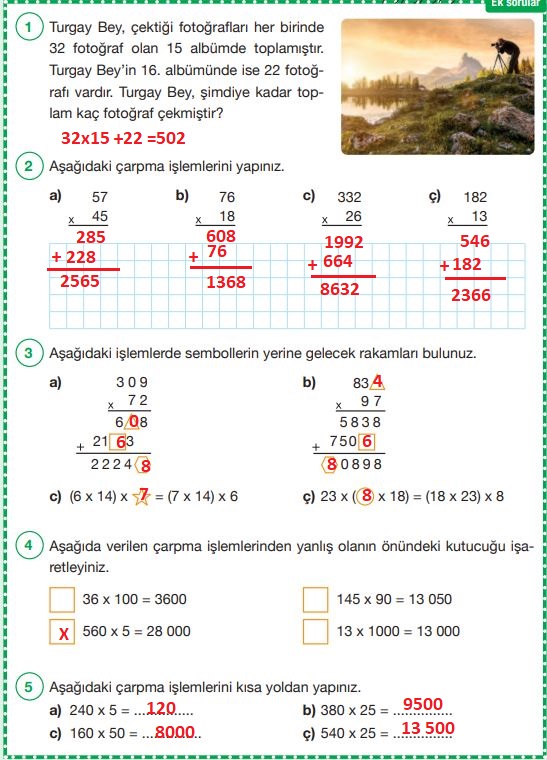 4. sınıf pasifik yayınları matematik ders kitabı sayfa 134 cevapları