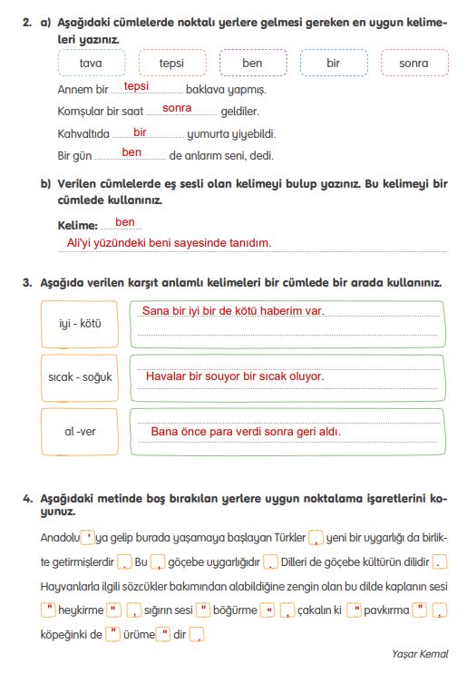 4. sınıf türkçe ders kitabı sayfa 140 tuna yayınları