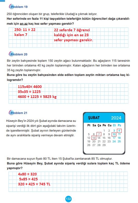 5. sınıf matematik ders kitabı cevapları sayfa 132 meb yayınları 1. kitap