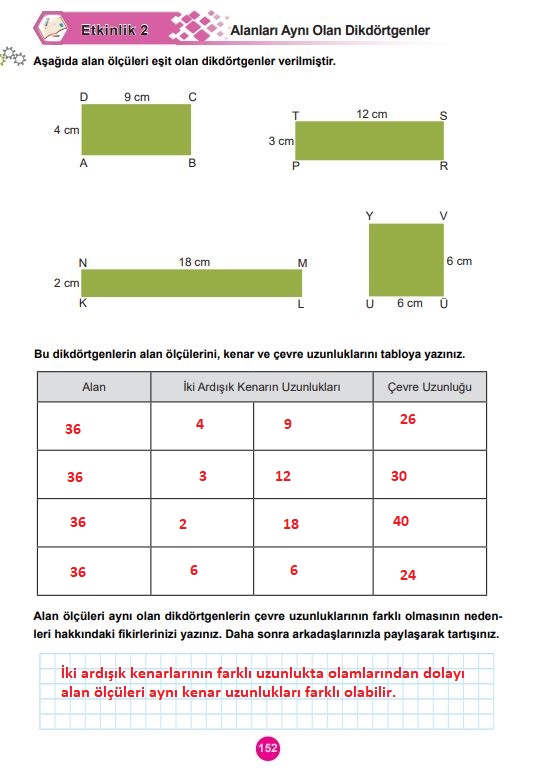 5. sınıf meb yayınları matematik ders kitabı sayfa 152 cevapları