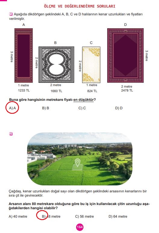 5. sınıf meb yayınları matematik ders kitabı sayfa 164 cevapları