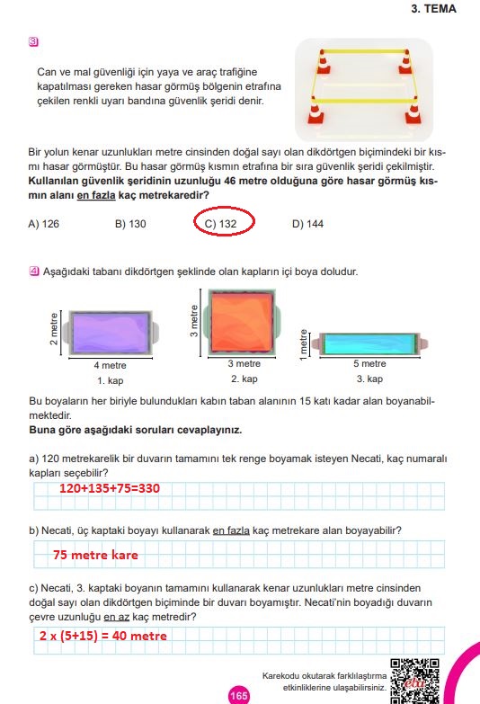 5. sınıf meb yayınları matematik ders kitabı sayfa 165 cevapları