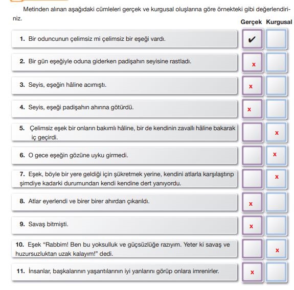 7. sınıf Türkçe özgün yayınları sayfa 125 cevapları