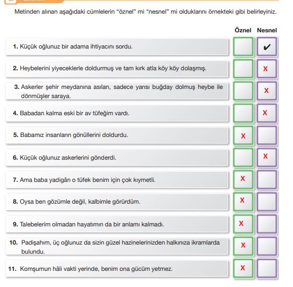 7. sınıf özgün yayınları türkçe ders kitabı sayfa 109 cevapları