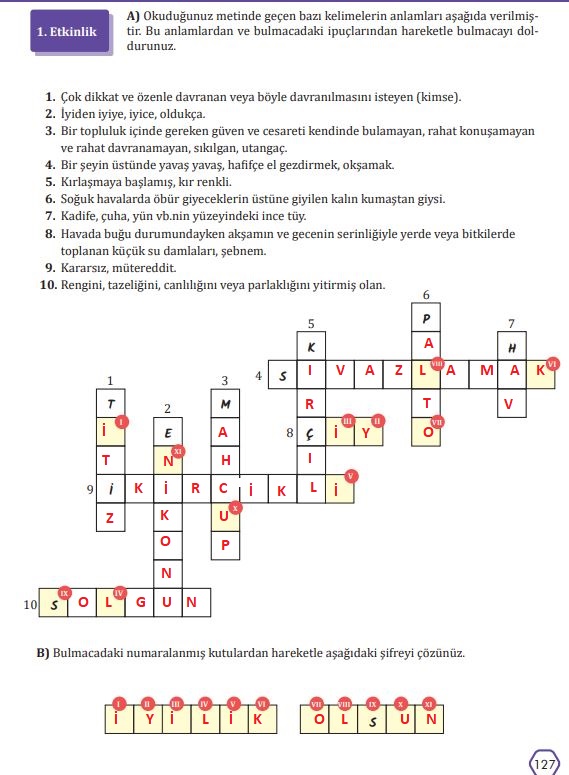 7. sınıf türkçe ders kitabı sayfa 127 cevapları meb yayınları